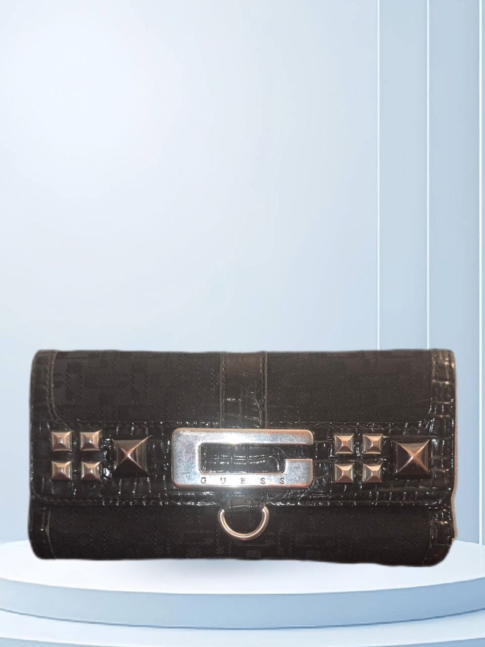 GUESS Black Studded Clutch Wallet